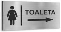 Tabliczka na drzwi oznaczenie TOALETA DAMSKA dibond informacyjna SREBRNA