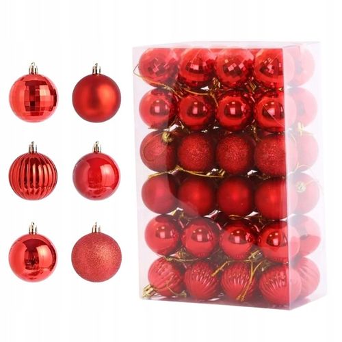 BOMBKI CHOINKOWE CZERWONE NIETŁUKĄCE TRADYCYJNE NA CHOINKĘ ZESTAW 48SZT na Arena.pl