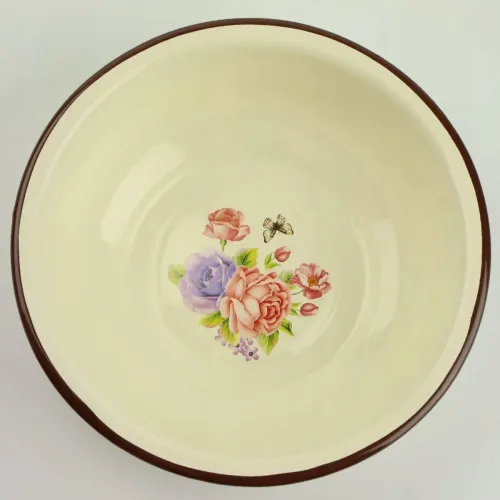 MISKA EMALIOWANA MISA 22 CM NA ZUPĘ OWOCE WARZYWA WZÓR KWIATY na Arena.pl