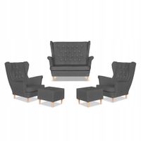 Zestaw uszak Gaja ekoskóra skaj sofa fotele pufy szary