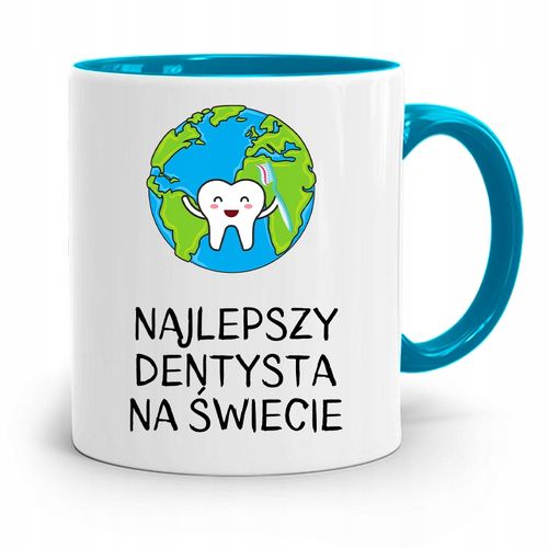 Kubek Błękitny Prezent Dentysty Najlepszy Dentysta Z Nadrukiem Ze Zdjęciem na Arena.pl