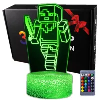 Lampka 3D nocna led usb + pilot Minecraft Gra