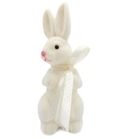 ZAJĄCZEK WIELKANOCNY BIAŁY FLOKOWANY ZAJĄC FIGURKA DEKORACJA ŚWIĄTECZNA