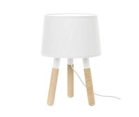 Lampa stołowa stojąca biała drewno z abażurem do salonu sypialni - ORBIT