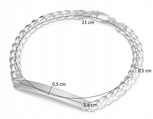 Srebrna bransoletka męska pancerka z blaszką 21 cm srebro pr925 + pudełko na Arena.pl