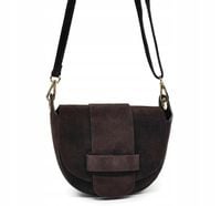 Zamszowa torebka skóra Laura Biaggi brązowa czekoladowa