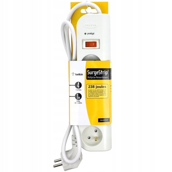 Belkin - Listwa antyprzepięciowa 238J, 4x AC EU z kablem 1 m, do 238 dżuli zdjęcie 5
