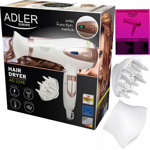 Suszarka Do Włosów Z Jonizacją 2400W Zimny Nawiew + Koncentrator I Dyfuzor na Arena.pl