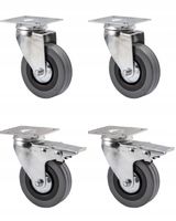 Zestaw Koła 75 mm kółka zestaw 240 KG NIE RYSUJĄ gumowe obrotowe