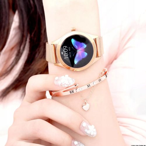 SMARTWATCH ZEGAREK DAMSKI DLA KOBIETY PULS SPORT POWIADOMIENIA MENU ZŁOTY na Arena.pl