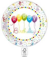 talerze papierowe happy birthday str. 23cm 8 szt.