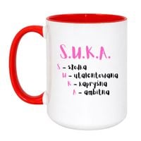 KUBEK "S.U.K.A." Wzór - Duży Biało-Czerwony 450 ml
