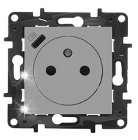 GNIAZDO ŁADOWARKA USB LEGRAND NILOE STEP ALUMINIUM