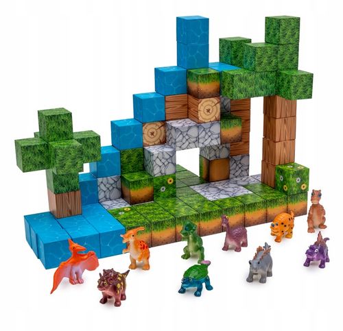 Magnetyczne klocki kostki budowlane modułowe konstrukcyjne 3d 114 elementów na Arena.pl