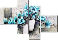 100 70CM OBRAZ 4 ELEM MAGNOLIE NIEBIESKICH KOLORACH DRUK PŁÓTNO RAMA