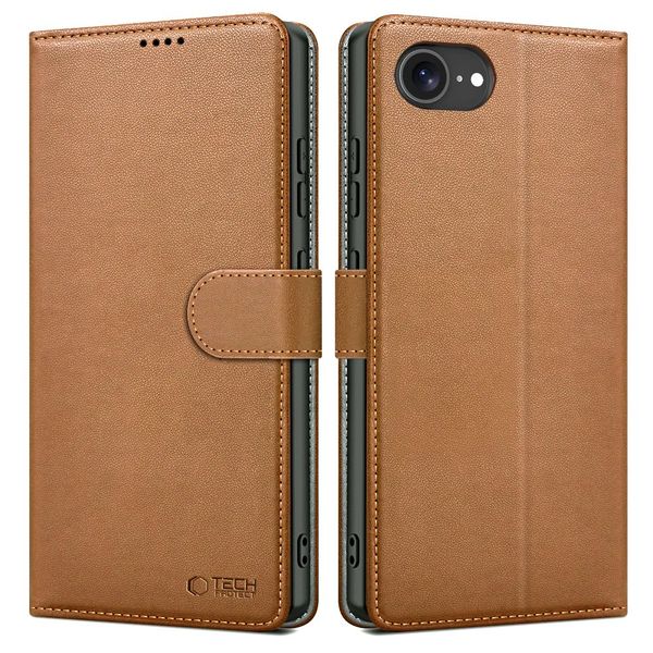 tech-protect wallet iphone 16e brown zdjęcie 1