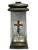 Kapliczka z krzyżem i różą srebrna trapez