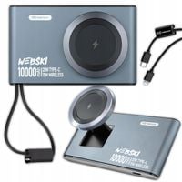 Bezprzewodowy Powerbank INDUKCYJNY Składany Qi2 MagSAFE z Kablem Typ C i LT