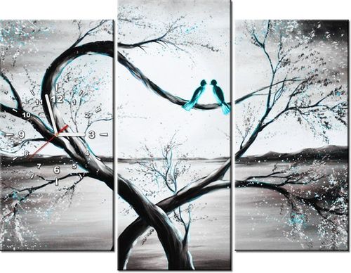 90CM 70 ZEGAR 3 ELEM W TURKUSOWYM ŚWIETLE KSIĘŻYCA SCIENNY DRUK na Arena.pl