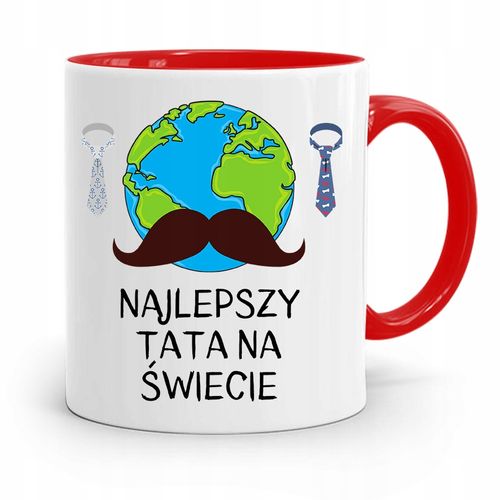 Kubek Czerwony Na Dzień Ojca Dla Taty Najlepszy Z Nadrukiem Ze Zdjęciem na Arena.pl