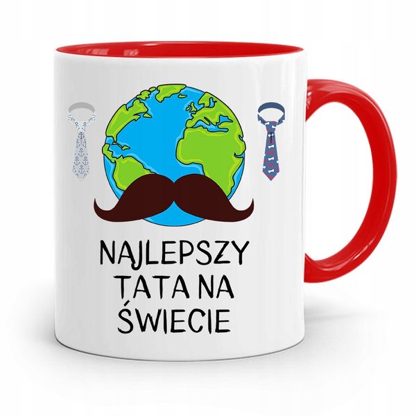 Kubek Czerwony Na Dzień Ojca Dla Taty Najlepszy Z Nadrukiem Ze Zdjęciem zdjęcie 1
