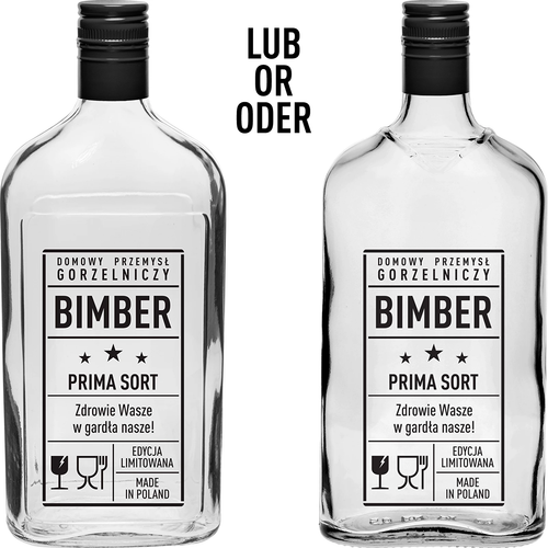 Butelka Piersiówka 0,5 L z zakrętką i nadrukiem Bimber PRL na Arena.pl