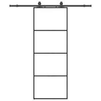 Drzwi przesuwne z zestawem okuć czarne 76x205 cm ESG szkło