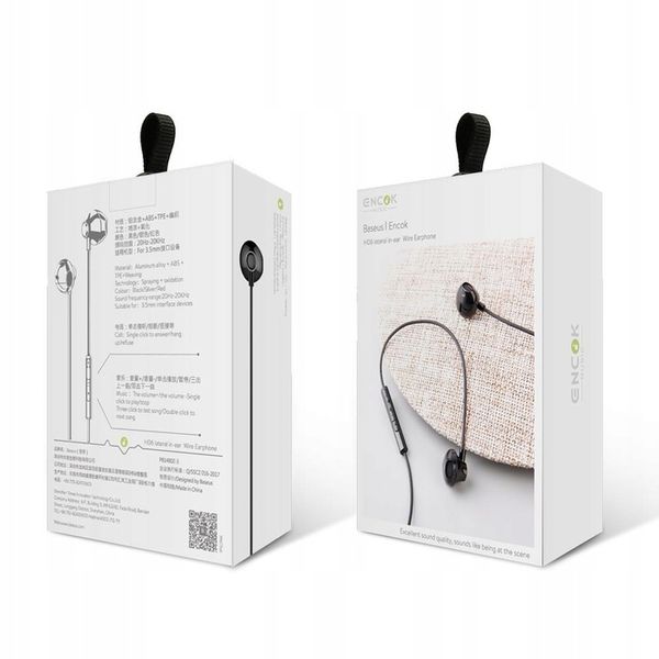 BASEUS PRZEWODOWE SŁUCHAWKI DOUSZNE MINI JACK 3,5MM Z MIKROFONEM I PILOTEM zdjęcie 12