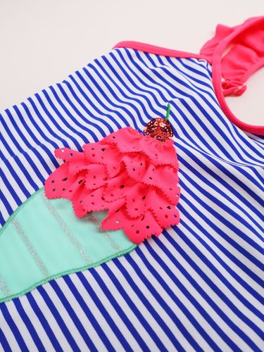 Kostium strój kąpielowy dziewczęcy jednoczęściowy w paski 128-134 YOCLUB na Arena.pl