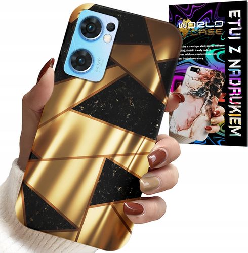 ETUI DO OPPO RENO7 5G - ZŁOTE ELEGANCKIE WZORY + FOLIA HYDRO na Arena.pl