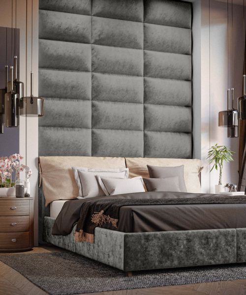 PANELE TAPICEROWANE ŚCIENNE SZARE WEZGŁOWIE 3D 60cm x 40cm zdjęcie 4