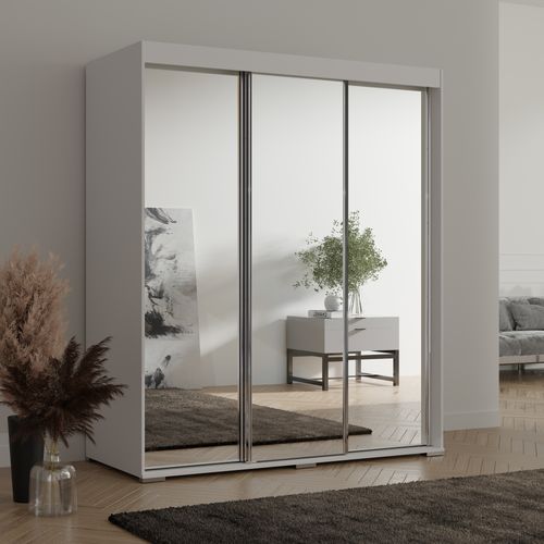 Szafa przesuwna z lustrem Como 3D3L 180 Biała na Arena.pl