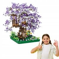 Klocki bonsai MINI drzewko fioletowe domek na drzewie elementów dla dzieci
