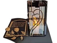 ZNICZ LAMPION NA GRÓB PLK SERCE ZŁ CZARNY SKOS SENTENCJA+ ŚWIECA