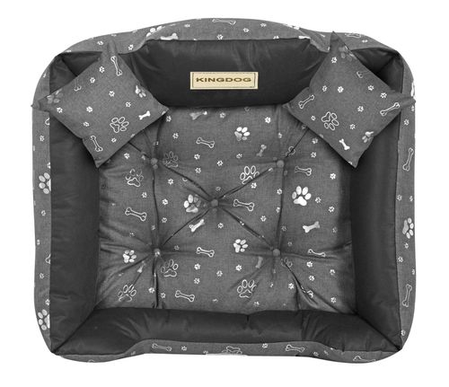 Legowisko dla psa kojec KINGDOG 75x65 cm wodoodporne kości srebrne na Arena.pl