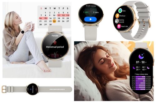 SMARTWATCH DAMSKI AMOLED FUNKCJA ROZMOWY SMS CIŚNIENIOMIERZ POMIAR TĘTNA na Arena.pl