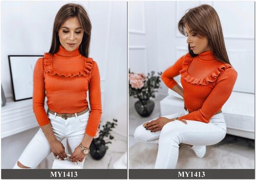 PRĄŻKOWANY SWETER DAMSKI GOLF KOLORY ox127 UNI na Arena.pl