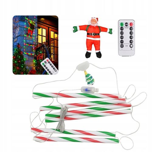 ŚWIĄTECZNE LAMPKI LED DRABINKA ŚWIĘTEGO MIKOŁAJA 8 TRYBÓW 75 CM PILOT USB na Arena.pl