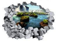 Naklejka samoprzylepna dziura 3D widok na wodospad