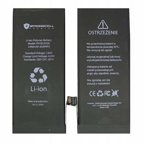 Bateria iPhone SE 2020 STRONGCELL, A2275, A2298 Większa Pojemność ŚWIEŻA na Arena.pl