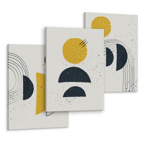 OBRAZY NA PŁÓTNIE SET ABSTRAKCJA FIGURY GEOMETRYCZNE STYL BOHO 90cm x 40cm na Arena.pl