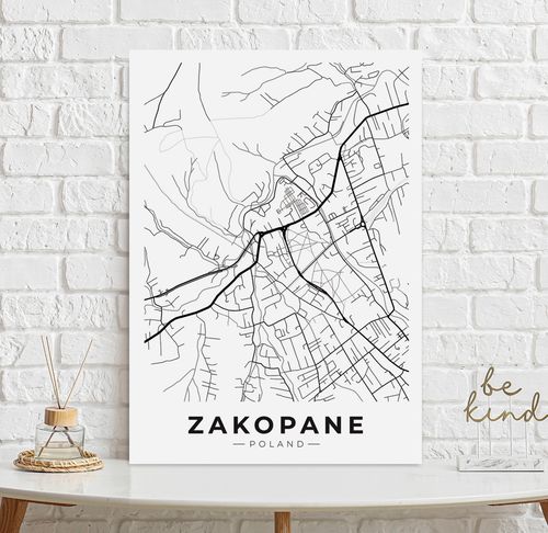 Plakat plan miasta mapa Zakopane 50x70 cm na Arena.pl