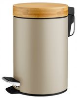 Kosz na śmieci łazienkowy 3l metal bambus beżowy