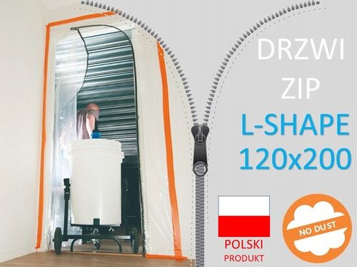 KURTYNA PRZECIWPYŁOWA L-SHAPE DRZWI ZIP 120X220CM-GRUBA, MOCNA na Arena.pl
