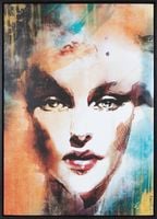 Obraz ręcznie malowany portret kobieta 50X70 wielokolorowy