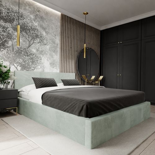 ŁÓŻKO TAPICEROWANE DO SYPIALNI 180x200 ŁÓŻKO PODWÓJNE Z POJEMNIKIEM MIĘTOWE na Arena.pl