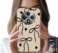 ETUI DO OPPO RENO12 F / 12FS 5G - BEŻOWE KOKARDKI WSTĄŻKA MODNE WZORY