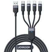 4w1 kabel przewód usb-a - usb-c 2x iphone lightning microusb 1.2m czarny