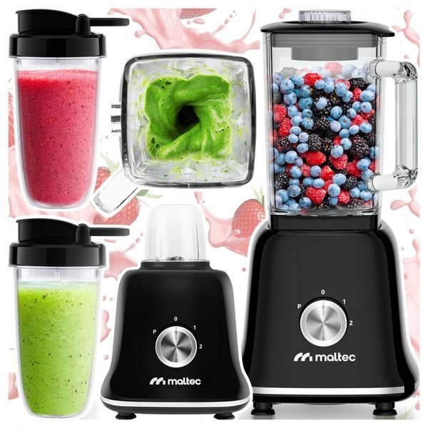BLENDER KIELICHOWY SZKLANY DO KOKTAJLI SMOOTHIE MŁYNEK 2 BIDONY DUŻY zdjęcie 1