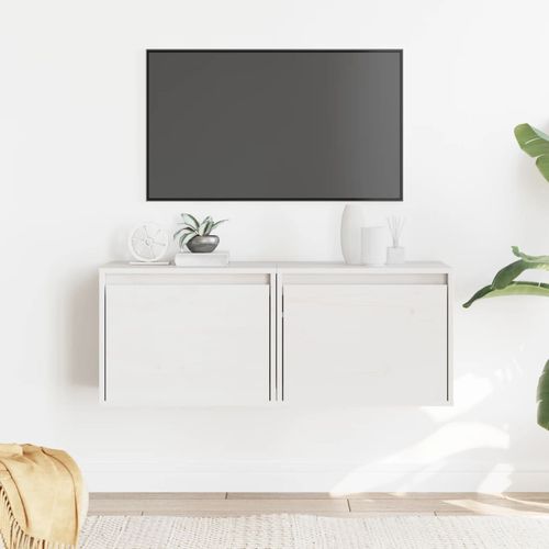 Szafki ścienne, 2 szt., białe, 45x30x35 cm, lite drewno sosnowe na Arena.pl